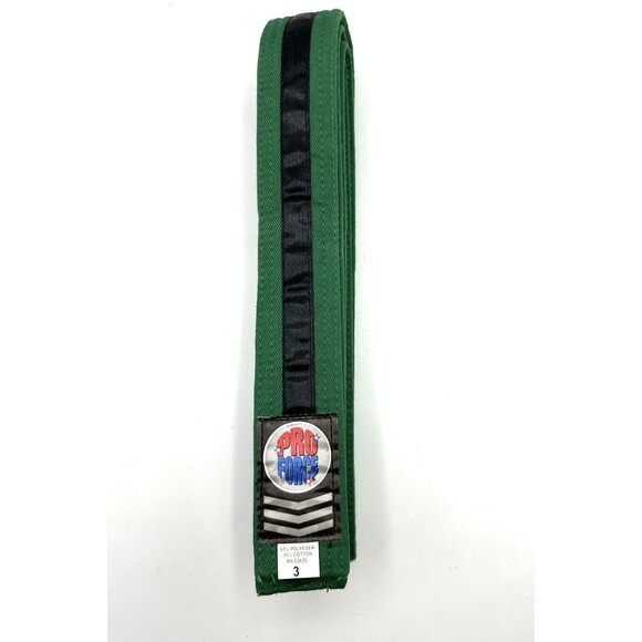ProForce Double Wrap Solid Karate Martial Arts Belt Green/Black Stripe SIZE 3 - Picture 1 of 5